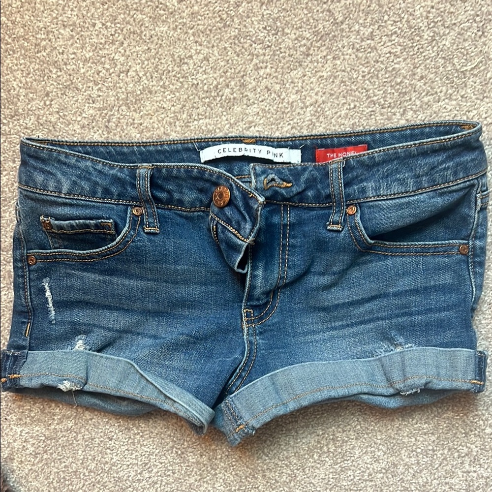 Celebrity Pink Blue Jean Shorts Classic Cut-Off Style